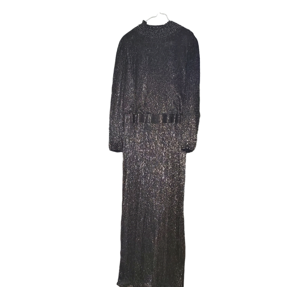 Black and Metallic Mock Neck Jumper